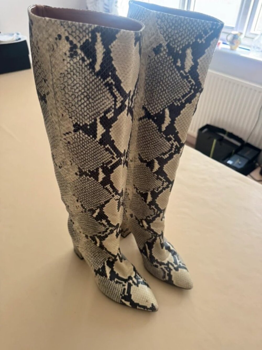 Paris Texas Snakeskin Leather Knee-High Boots EU 40 US 10